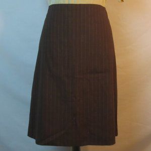 Purdy Girl Skirt Brown Light Tan Pinstriped Stretch Classic A-Line Midi Size 8